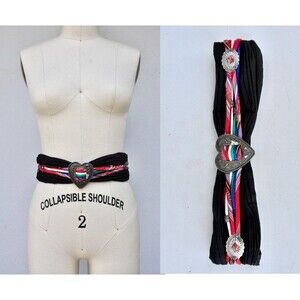 Ginnie Johansen Designs Dallas Belt - Made in USA Rare Black & Metal Heart